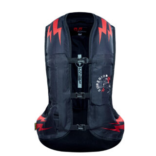 Gilet airbag pour moto noir et rouge, vue de face