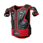 Gilet de protection moto rouge et noir, vue de face