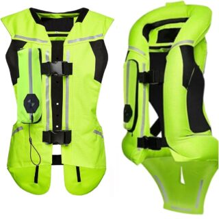Gilet airbag moto et moto cross vert