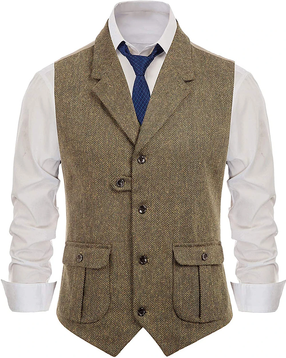 Gilet à chevrons pour homme - Beige, XS