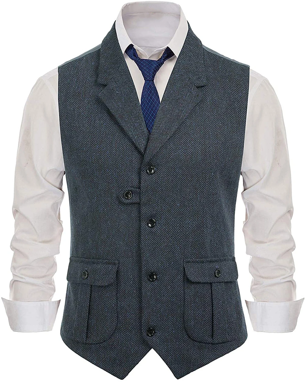 Gilet à chevrons pour homme - Bleu, XXL