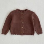 Gilet marron à boutons pour bébé fille manches longues printemps automne