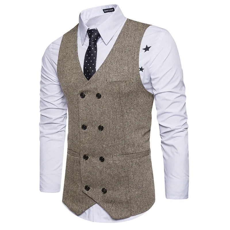 Gilet de costume à double boutonnage pour homme
