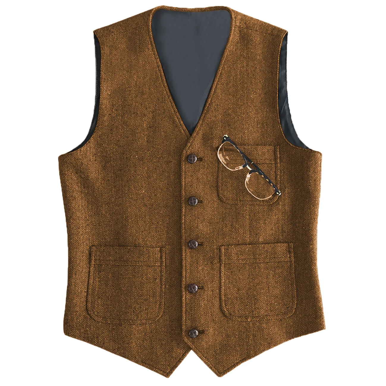 Gilet de costume en coton pour homme - Orange, M