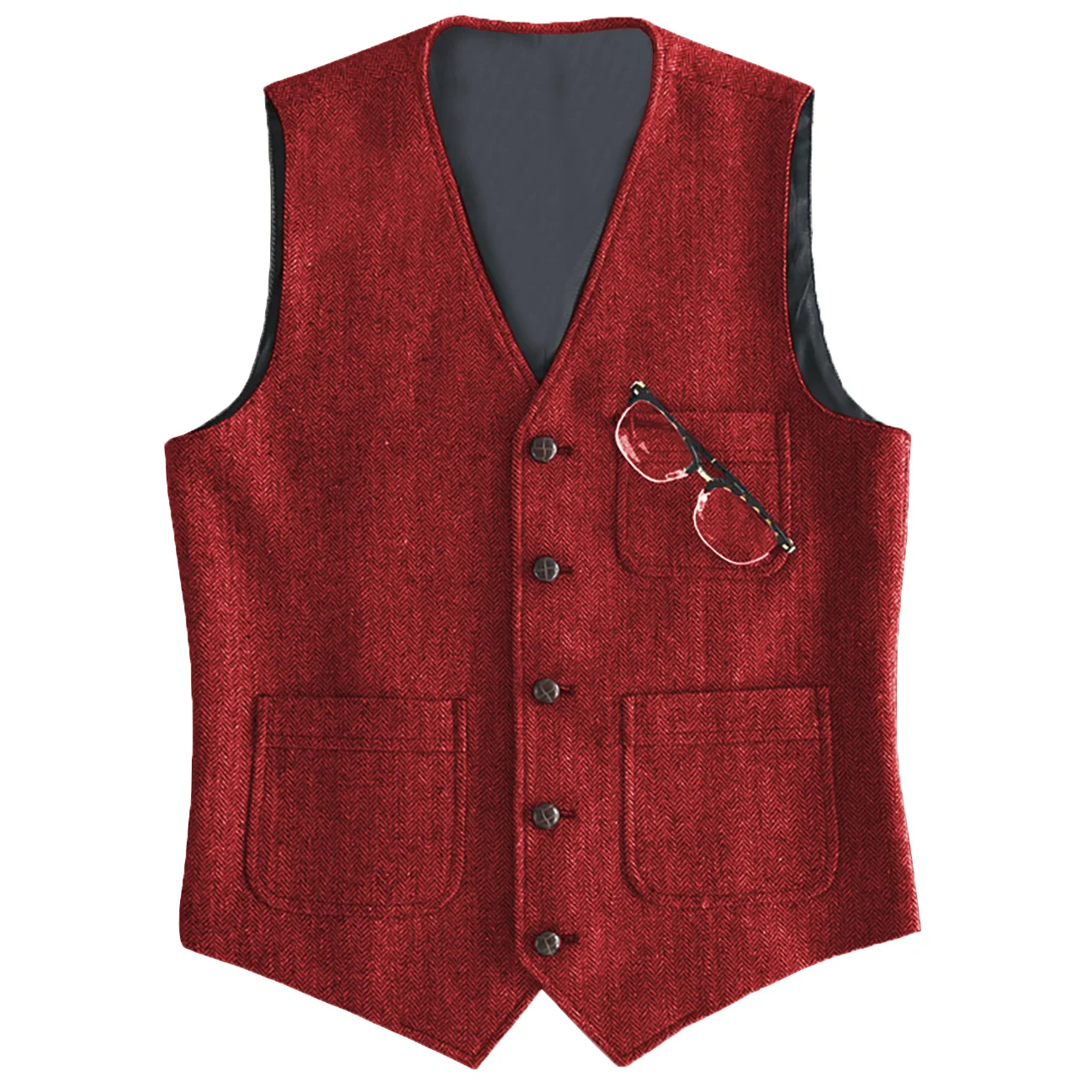 Gilet de costume en coton pour homme - Rouge, XS
