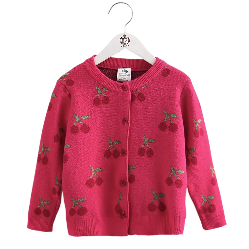 Gilet épais décoré de cerises pour fille