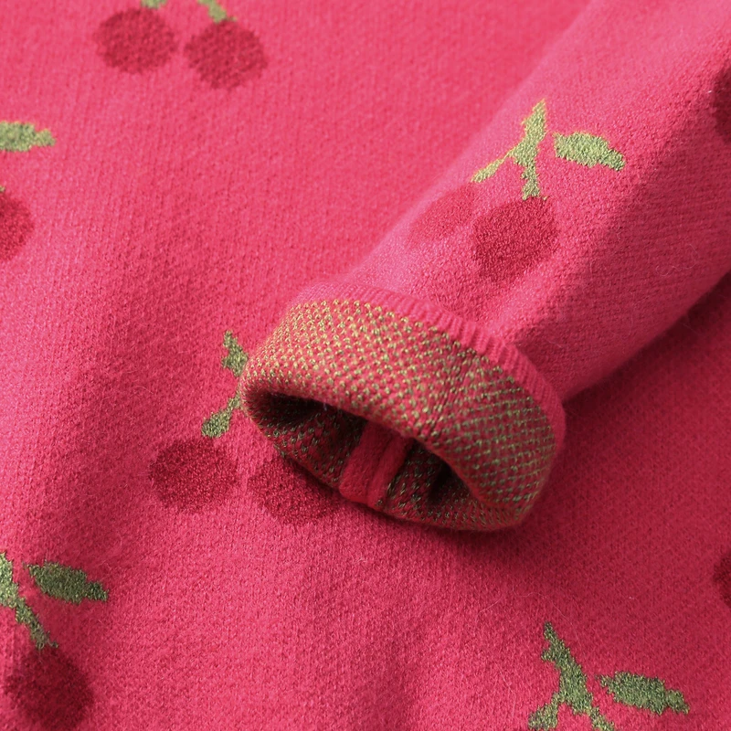 Gilet épais décoré de cerises pour fille