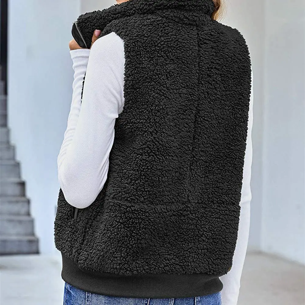 Gilet moumoute zippé sans manches