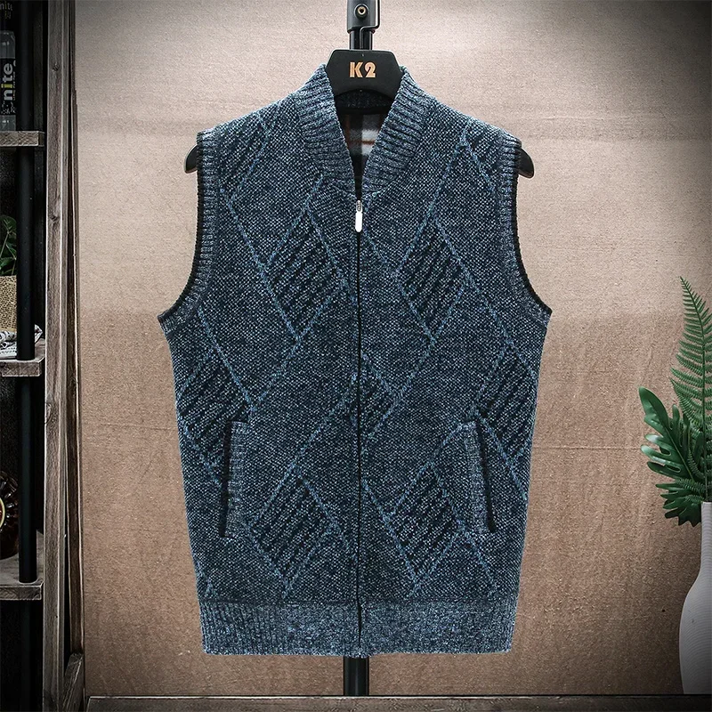 Gilet sans manche en laine et en coton pour homme