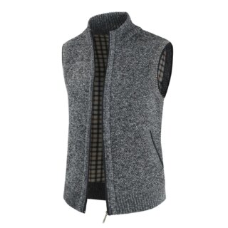 Gilet gris sans manche sur fond blanc.