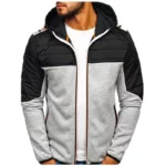 Photo d'un homme portant un gilet sweat bicolore gris et bleu marine zippé à capuche