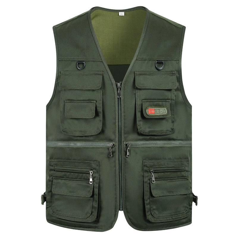 Gilet de chasse multi-poches pour homme de 7 couleurs - Vert, XL