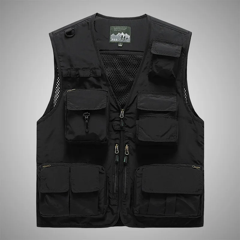 Gilet de chasse multi-poches pour homme - Noir, XL