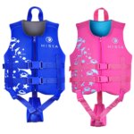 Gilet de sauvetage flottant en néoprène pour enfant rose et bleu