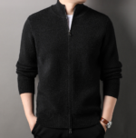 Gilet fin zippé à col montant pour homme de couleur noir