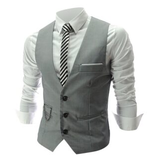 Gilet de costume gris pour homme sur fond blanc