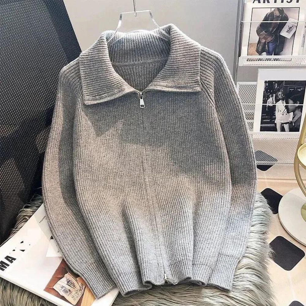 Gilet chaud zippé aux deux extrémités gris ou blanc pour femme